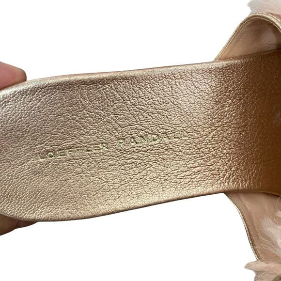 Loeffler Randall Domino Shearling Sheep Fur Flat Slide Sandal Pink/Rose Gold 9.5 - Picture 7 of 9